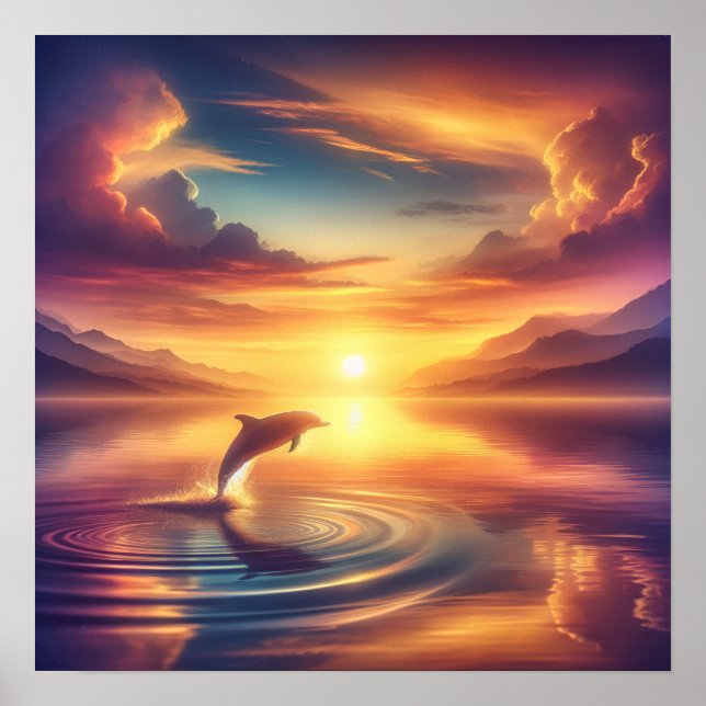 Dolphin bei Sonnenuntergang - Kunstdrucken im puls Poster (Vorne)
