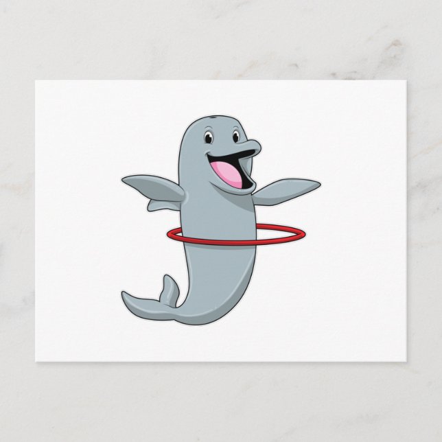 Dolphin beim Ausdauertraining mit Reifen der Fitne Postkarte (Vorderseite)