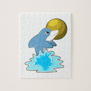 Dolphin beim Baden mit dem Mond Puzzle