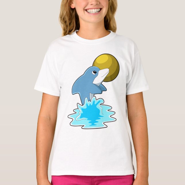 Dolphin beim Baden mit dem Mond T-Shirt (Vorderseite)