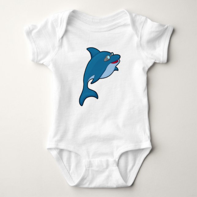 Dolphin beim Baden mit Schwimmbrille Baby Strampler (Vorderseite)