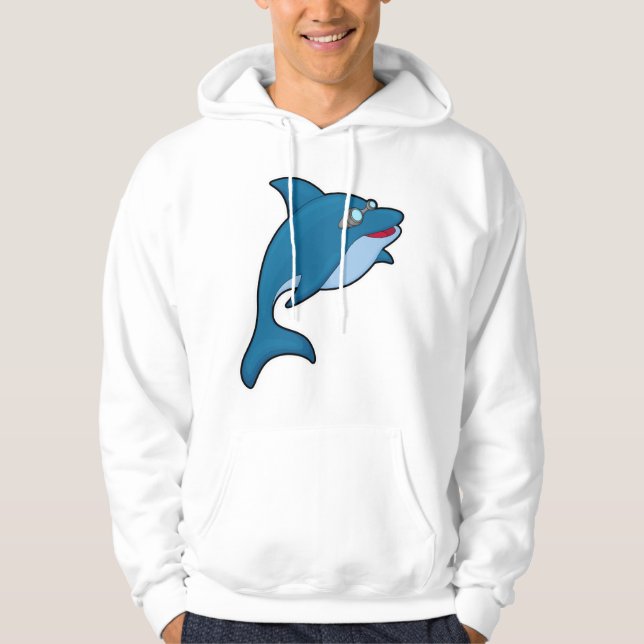 Dolphin beim Baden mit Schwimmbrille Hoodie (Vorderseite)