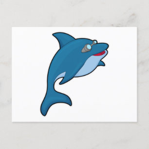 Dolphin beim Baden mit Schwimmbrille Postkarte