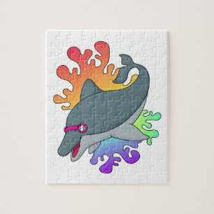 Dolphin beim Baden mit Schwimmbrille Puzzle