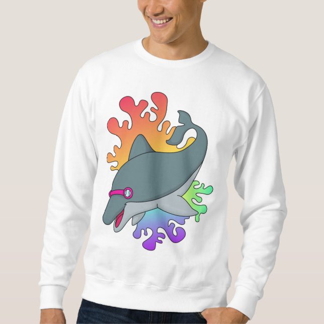 Dolphin beim Baden mit Schwimmbrille Sweatshirt (Vorderseite)