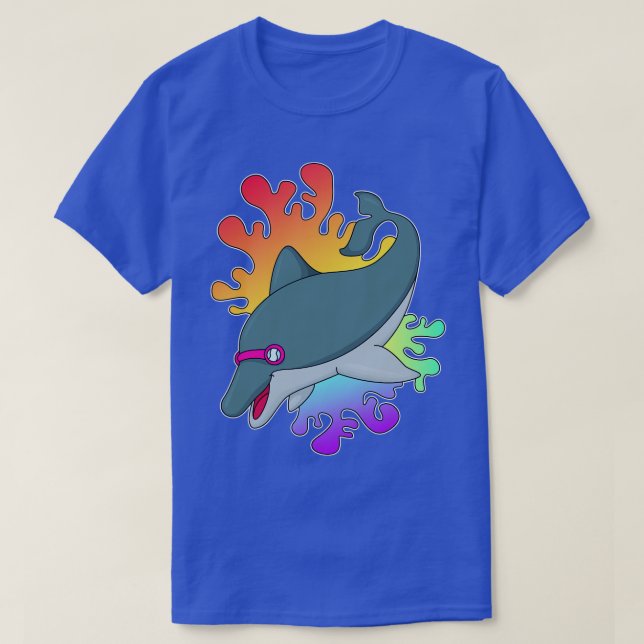 Dolphin beim Baden mit Schwimmbrille T-Shirt (Design vorne)