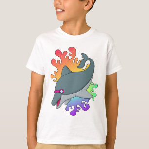 Dolphin beim Baden mit Schwimmbrille T-Shirt