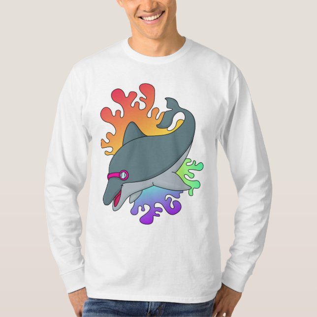 Dolphin beim Baden mit Schwimmbrille T-Shirt (Vorderseite)
