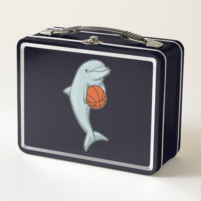 Dolphin beim Basketball-Sport Metall Brotdose (Vorderseite)