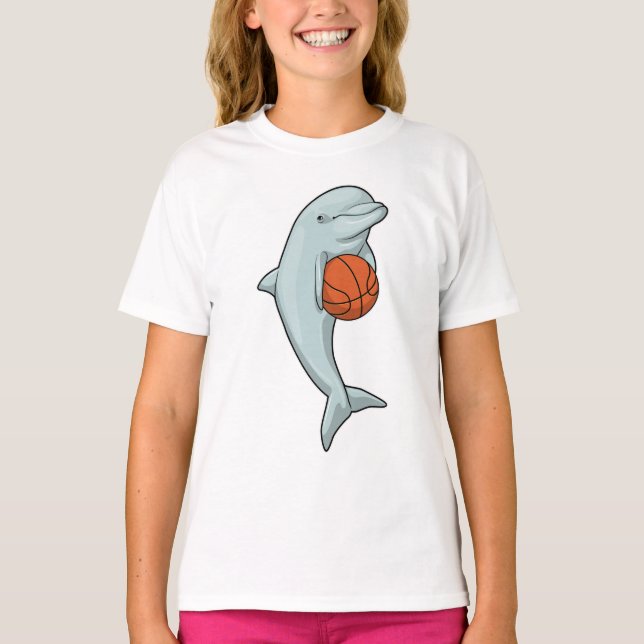 Dolphin beim Basketball-Sport T-Shirt (Vorderseite)
