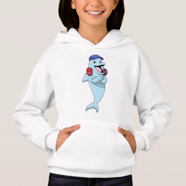 Dolphin beim Hören von Musik Hoodie (Vorderseite)