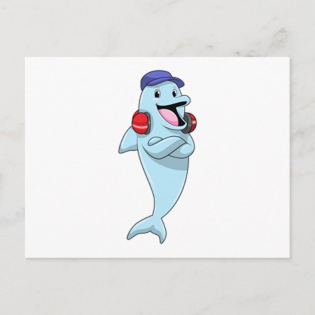 Dolphin beim Hören von Musik Postkarte (Vorderseite)