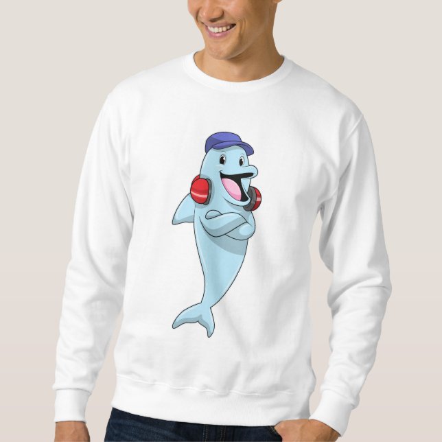 Dolphin beim Hören von Musik Sweatshirt (Vorderseite)