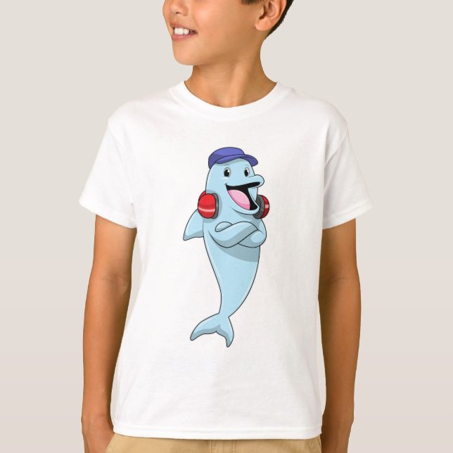 Dolphin beim Hören von Musik T-Shirt (Vorderseite)