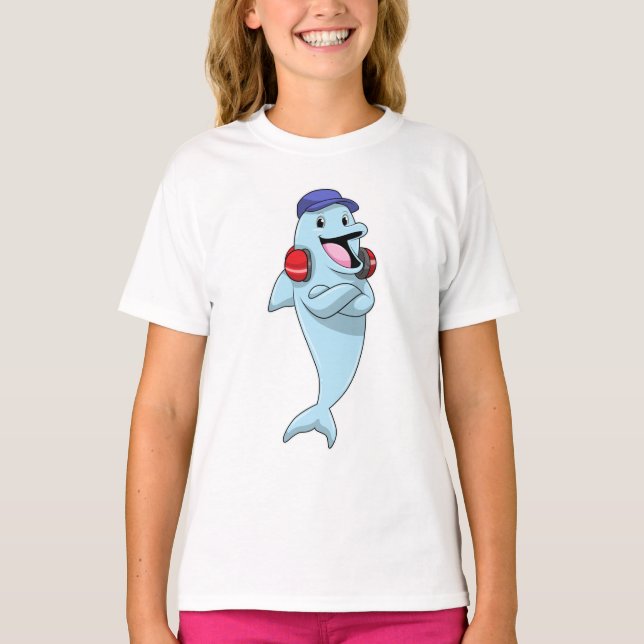 Dolphin beim Hören von Musik T-Shirt (Vorderseite)