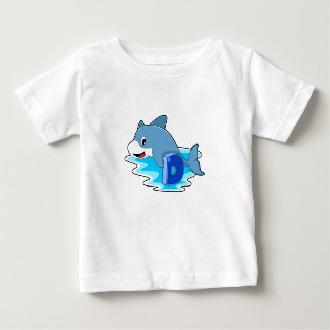 Dolphin beim Schwimmen mit Brief Baby T-shirt (Vorderseite)