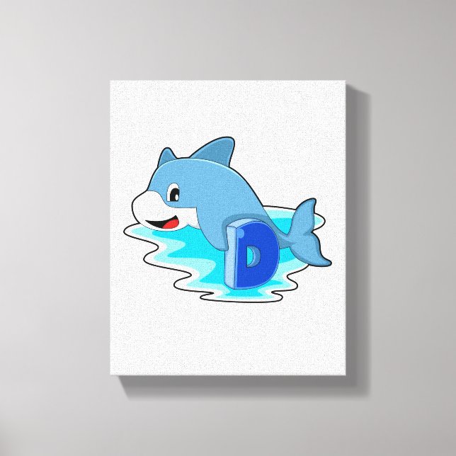 Dolphin beim Schwimmen mit Brief Leinwanddruck (Vorderseite)
