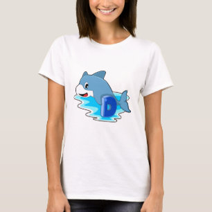 Dolphin beim Schwimmen mit Brief T-Shirt