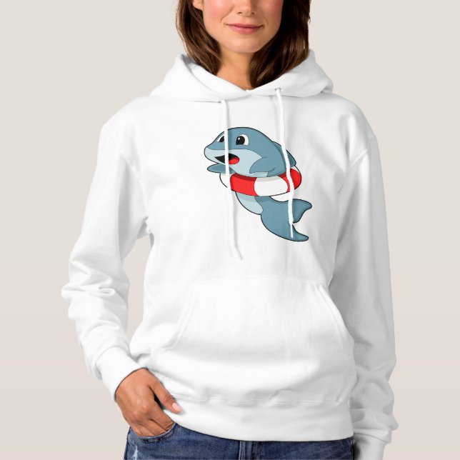 Dolphin beim Schwimmen mit dem Schwimmring Hoodie (Vorderseite)