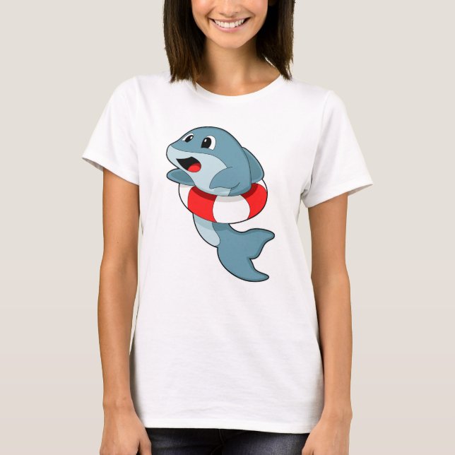Dolphin beim Schwimmen mit dem Schwimmring T-Shirt (Vorderseite)