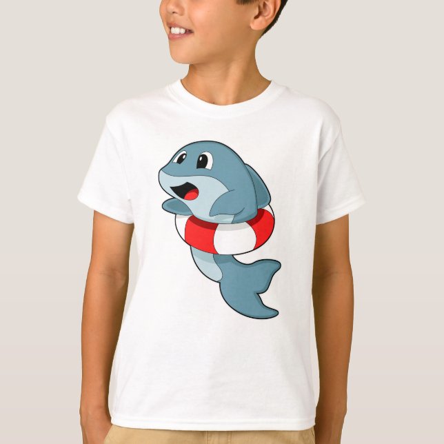 Dolphin beim Schwimmen mit dem Schwimmring T-Shirt (Vorderseite)