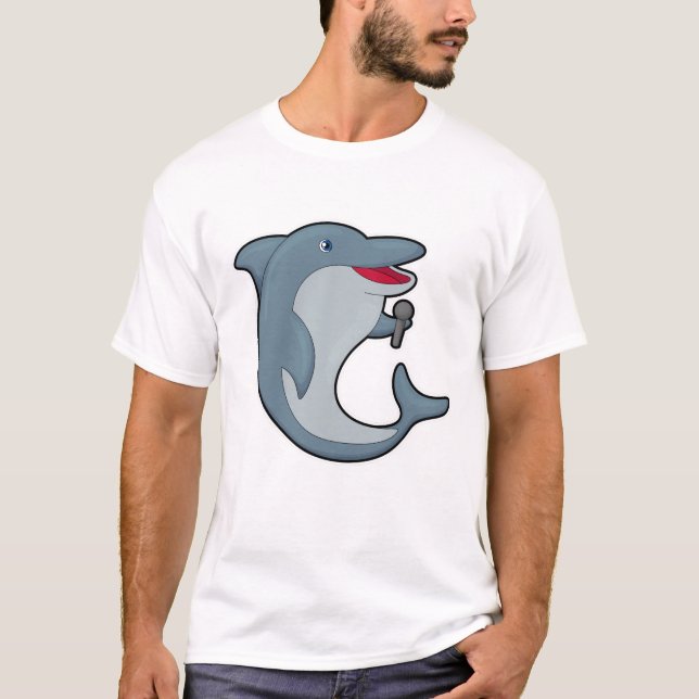 Dolphin beim Singen mit Mikrofon T-Shirt (Vorderseite)