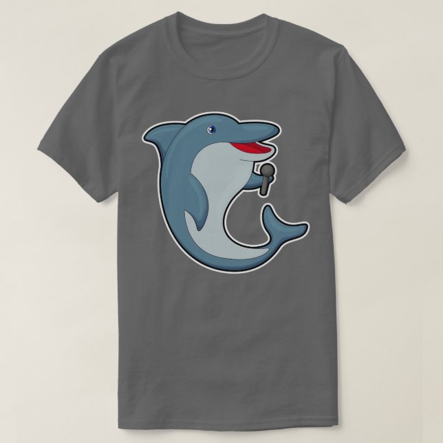 Dolphin beim Singen mit Mikrofon T-Shirt (Design vorne)