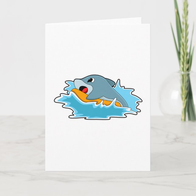 Dolphin beim Surfen mit Surfbrett Karte (Vorderseite)