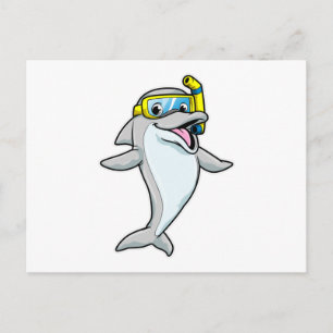 Dolphin beim Tauchen mit Schnorchel Postkarte