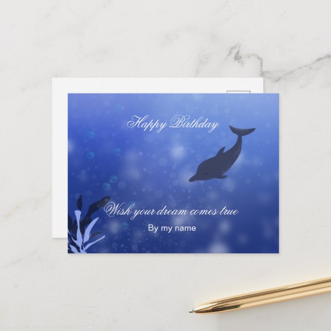 Dolphin Birthday Card Postkarte (Vorderseite/Rückseite Beispiel)
