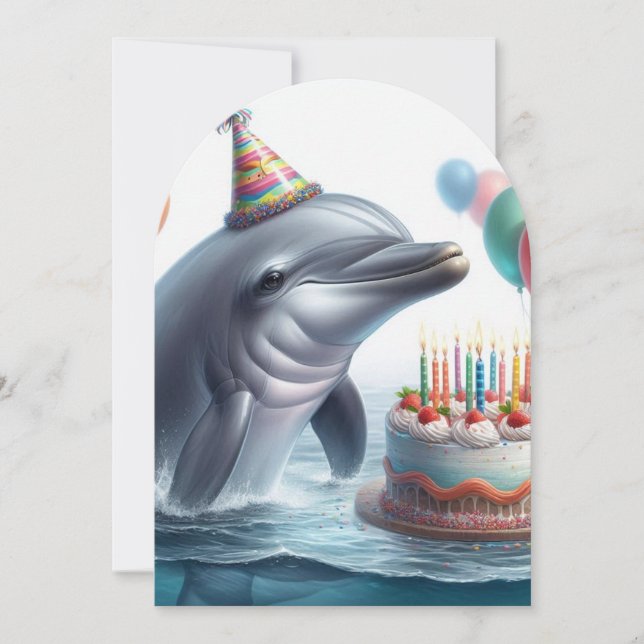 Dolphin Birthday Einladung (Vorderseite)