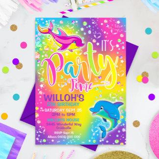 Dolphin Birthday Einladung Rainbow Dolphin Einladu