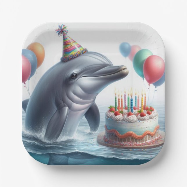 Dolphin Birthday Pappteller (Vorderseite)
