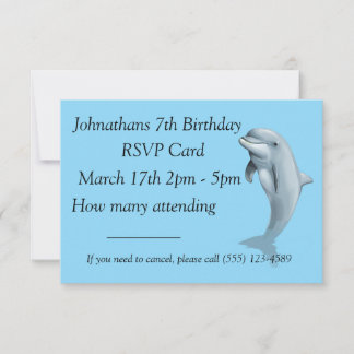 Dolphin Birthday RSVP Card Karte