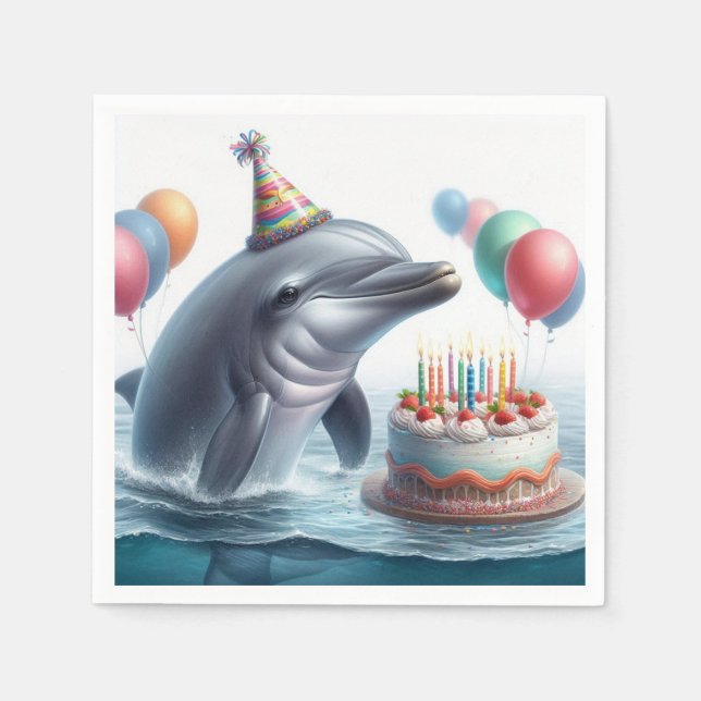 Dolphin Birthday Serviette (Vorderseite)