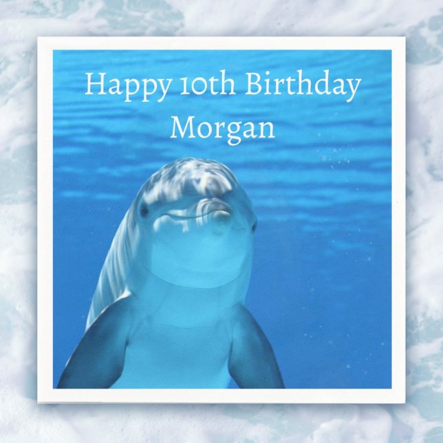 Dolphin Blue Ocean 10. Geburtstagsparty Serviette (Dolphin Blue Ocean 10th Birthday Party Napkins
Name and age template Dolphin in the Blue Ocean)