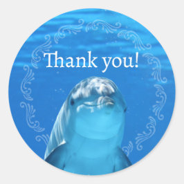 Dolphin Blue Ocean Vielen Dank Runder Aufkleber