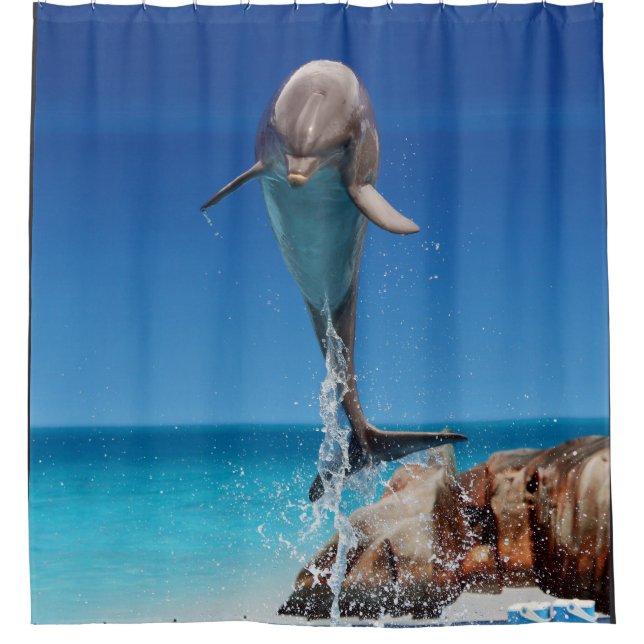 Dolphin Blue Water Ocean Wildlife Animal Duschvorhang (Vorderseite)