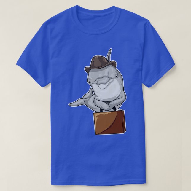 Dolphin Businessman Briefcase T-Shirt (Design vorne)