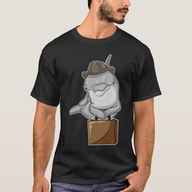 Dolphin Businessman Briefcase T-Shirt (Vorderseite)