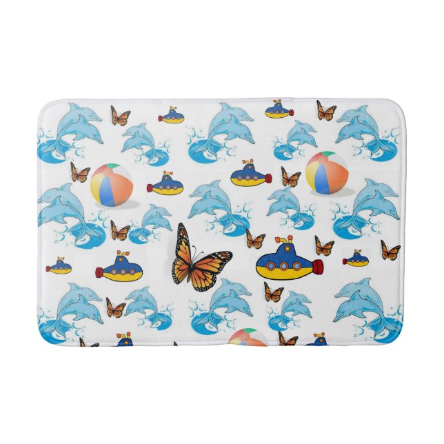 Dolphin Butterfly Bad Badewanne Mat Badematte (Vorderseite)