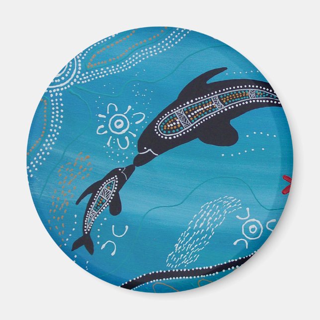 Dolphin & Calf Dreaming Magnet (Vorne)