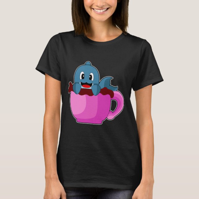 Dolphin Coffee Cup T-Shirt (Vorderseite)