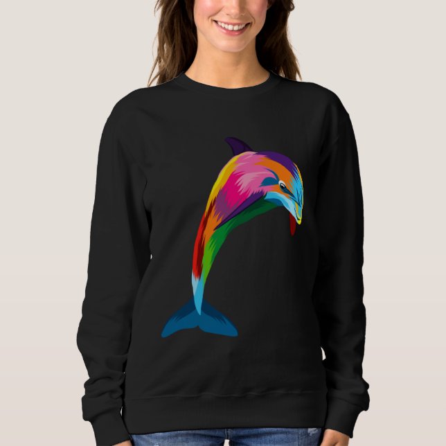 Dolphin Colorful Animals Watercolor Painting Dolph Sweatshirt (Vorderseite)