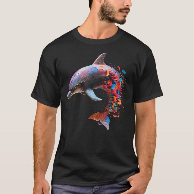 Dolphin Colorful Art Animal Abstract Graphic Dolph T-Shirt (Vorderseite)