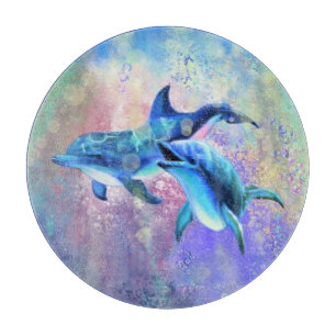 Dolphin Couple - Bild / Text hinzufügen Schneidebrett
