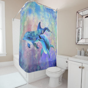 Dolphin Couple Dusche Gardinenfamilie Duschvorhang