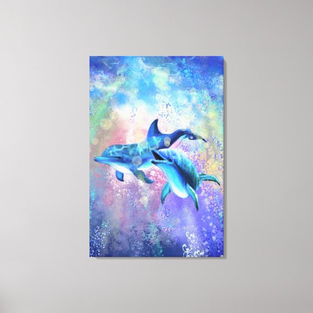 Dolphin Couple - Happy Leinwanddruck (Vorderseite)