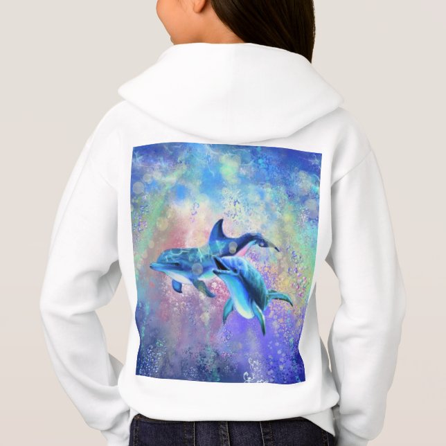 Dolphin Couple Hoodie glückliche Familie (Rückseite)