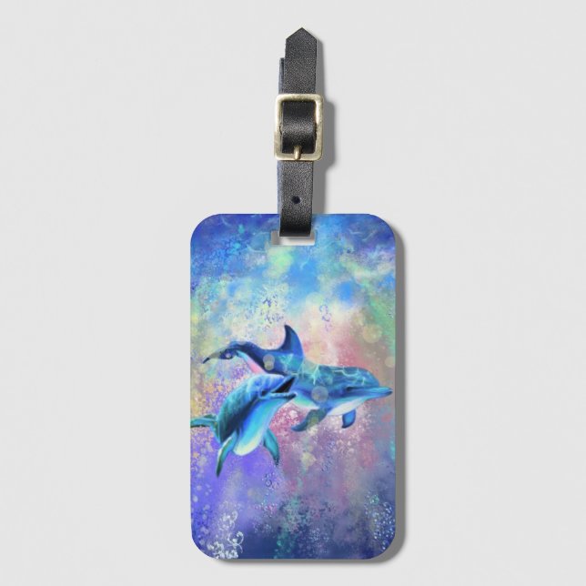 Dolphin Couple Luggage Tag - Benutzerdefinierter T Gepäckanhänger (Vorderseite Vertikal)